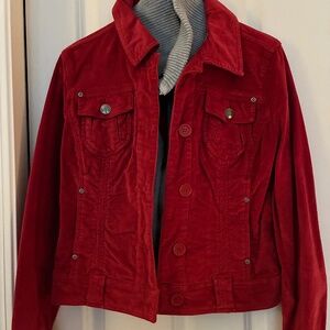 NEW, red, cotton, corduroy, jean jacket